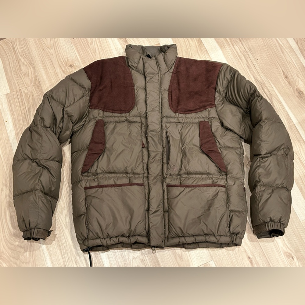 Beretta Mens Green Down Feather Quilted Shooting Jacket Size M Hunting Pockets